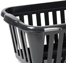 Plasticforte Wasmand - 2x - zwart - kunststof - 40 liter - 60 x 40 x 26 cm - manden voor wasgoed - huishouden - opbergmand — thumbnail 3