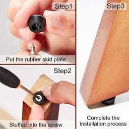 50 stuks middelgrote harde rubberen bumpervoeten met roestvrij ring en schroeven, zacht, antislip, geen markering, fijne handgrepen voor apparaten, meubels, elektronica (1,5 cm) — thumbnail 2