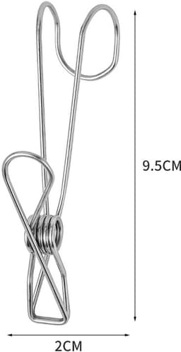 Roestvrij Stalen Washaken - kledinghaak RVS haak - reisdraagkleding - Washaken Clip - Drooghaak voor kleding - Antislip Kledinghangers - Washaken met klemmen - kleerhangers voor sokken - Veelzijdig - 20 stuks - zilver — thumbnail 5
