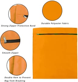 Waszakken voor huisdieren - Waszakken van twill polyester - Grote waszakken met rits - Voorkomt dat waszakken verstopt raken door dierenhaar - wasmachine, 70 x 80 cm，waszak voor huisdieren voor honden, katten en konijnen (oranje kleur)- L — thumbnail 4