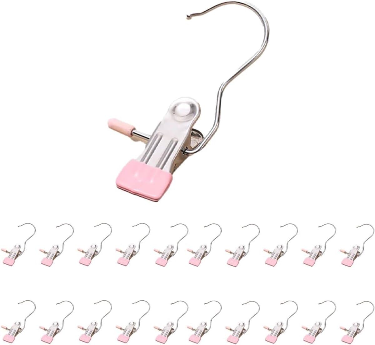 Wasknijpers - met haken - Antislip - 360 graden draaibaar - 20 stuks - 12×5,5×4,5 cm - Draagbaar - Fotohouder - Geschikt voor thuis, hotel en op reis - Roze — afbeelding 1