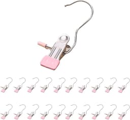Wasknijpers - met haken - Antislip - 360 graden draaibaar - 20 stuks - 12×5,5×4,5 cm - Draagbaar - Fotohouder - Geschikt voor thuis, hotel en op reis - Roze — thumbnail 1