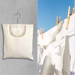Wasknijperzakken 27 x 32 cm met beugel - Linnen tas om op te hangen - Herbruikbaar organizer voor badkamer of garderobe (Beige) — thumbnail 4
