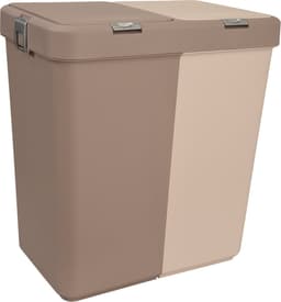 Motek® - Wasmand - 80 L - 2 Vakken met Deksel - Met Touch Deksel - Gemaakt van 100% gerecycled kunststof - 80 L - wasmand met deksel - Wassorteerder - Beige — thumbnail 2