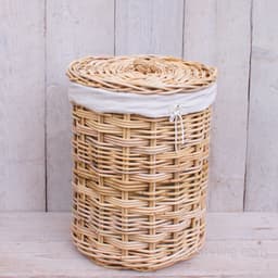 Migo Styling - Wasmand rond - Met binnenzak - Met deksel - Riet - Rotan - Naturel - Dia36xH50 cm — thumbnail 1