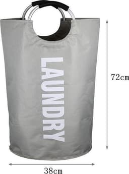 TDR - Stevige stoffen ronde waszak met aluminium handvat - capaciteit ca. 80L - Grijs — thumbnail 2