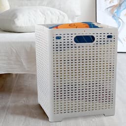 Online Europe, 2 opvouwbare Wasmand, 42L, Wit,  33 x 33 x 44cm — thumbnail 4