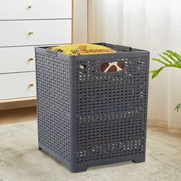 Online Europe, 2 opvouwbare Wasmand, 42L, Grijs,  33 x 33 x 44cm — thumbnail 4