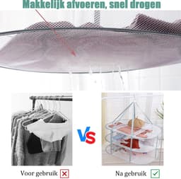 QTTVBTNA - Droogmand - 3-Laags Mesh Droognet - Leg plat om te drogen - Voorkomt vervorming van kleding - Hangende droogrek - Opvouwbaar - Groen - 78x61cm - 1 stuk — thumbnail 4