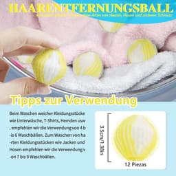 SnelShoppen - 12 stuks herbruikbare anti-haren wasmachine, haarvanger, wasbal voor het vangen van dierenharen, vezels en haren op kleding, tapijt, gee — thumbnail 4