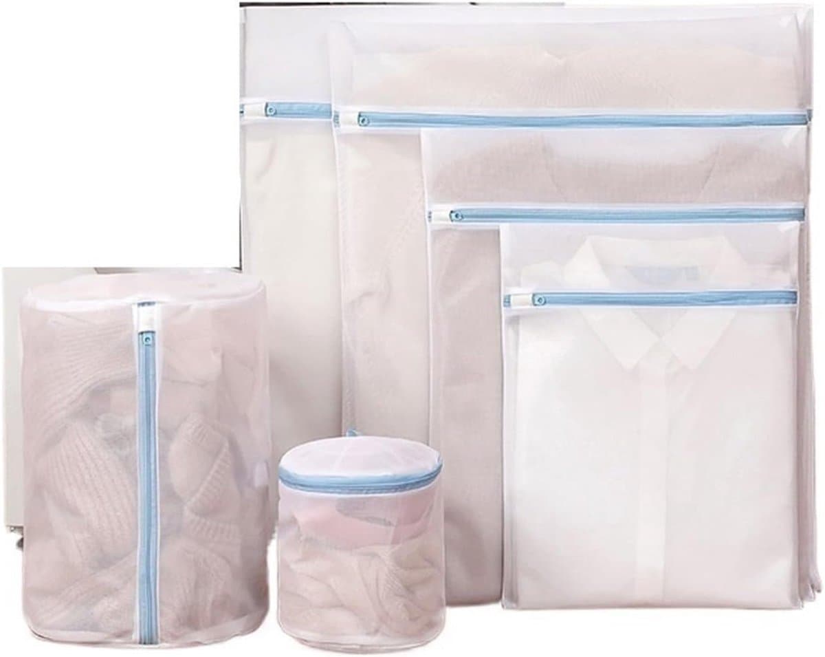 Waszak - Blauwe waszakken met rits - Opbergzakken van fijn gaas -Bescherm je Wasgoed en Wasmachine - Waszakken voor het wassen van bh's, ondergoed, sokken, babykleding, voor op reis en voor opslag - 6-delige set — afbeelding 1