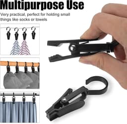 Wasknijpers zwart - Ophanghaken laarzen - 360° draaibaar - Kunststof - Kleding, hoeden, gordijnen - Set van 20stuks — thumbnail 5