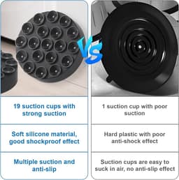 Vibration Dampers voor Wasmachine - 4pcs Rubber Shock Absorber met Suction Cup voor Wasmachines en Koelkasten - Zwart — thumbnail 4