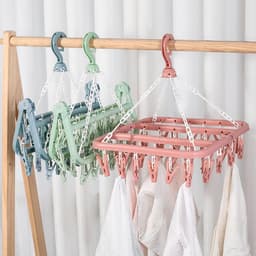 2 Stuks Draagbare Waslijn met 32 Knijpers - Kledinghanger voor Sokken, Ondergoed en Babykleding - Ideaal voor Reizen, Camping en Caravan — thumbnail 2