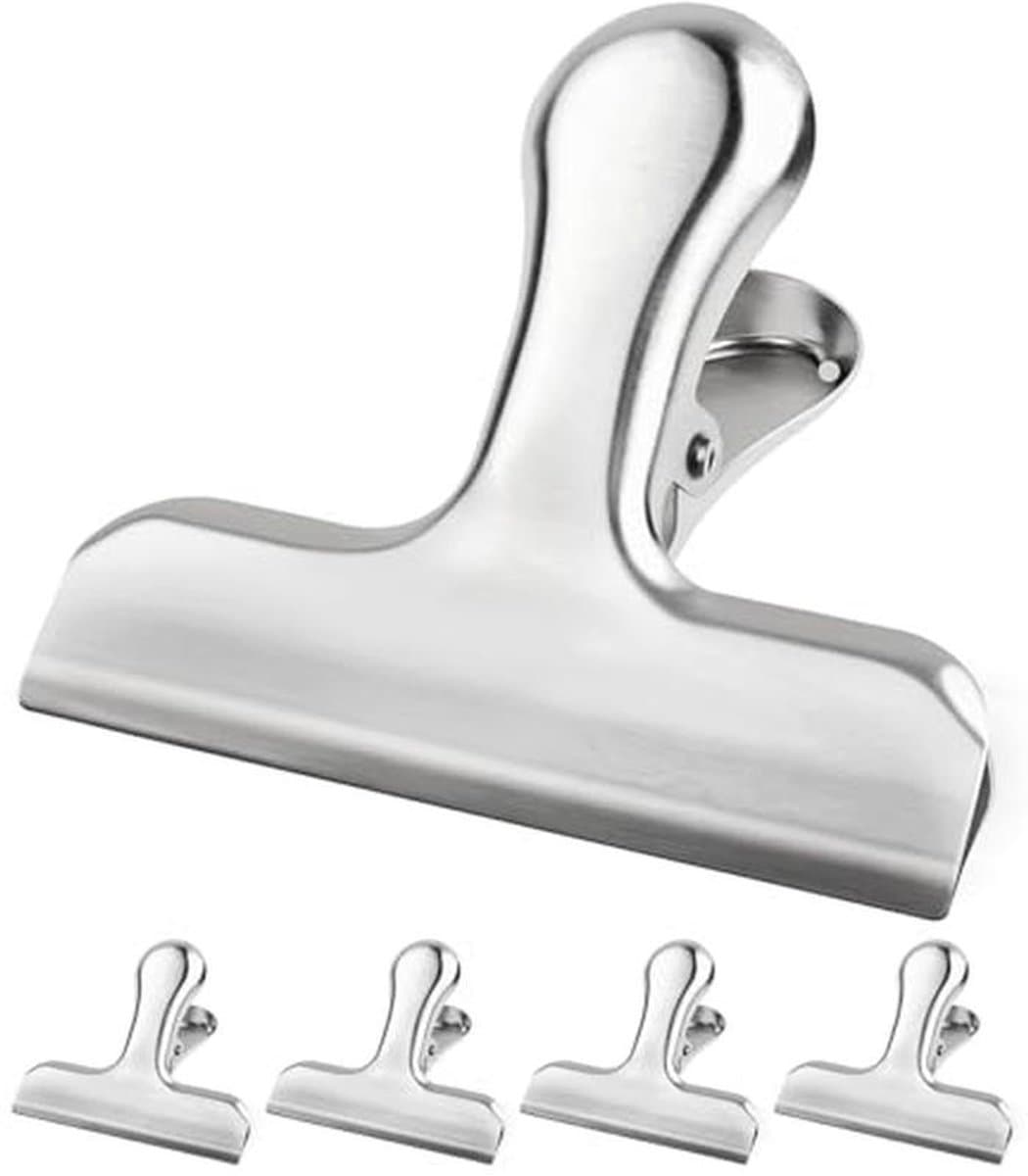 5 Stuks Bulldog Clips 55mm voor Organiseren van Documenten, Tassen, Voedsel en Foto's - Multifuntionele Klemmen voor Thuis, Keuken, School en Kantoor — afbeelding 1