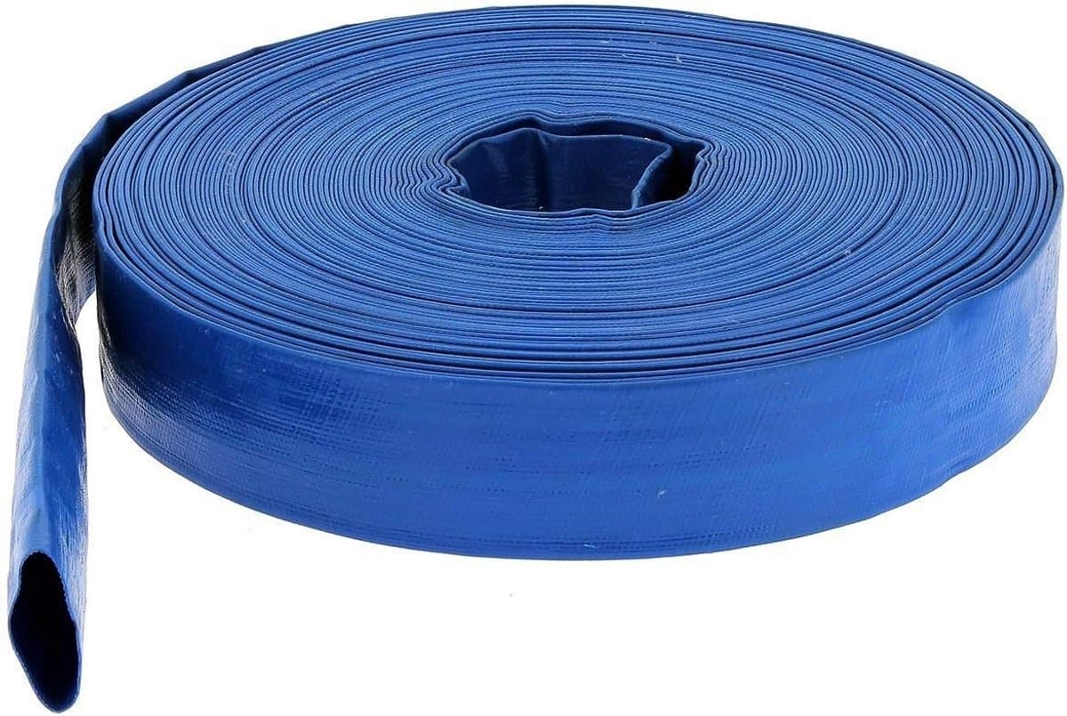 Platte Afvoerslang 38mm (1 1/2 Inch) Blauw - 25 Meter Flexibele Rubber Slang — afbeelding 1