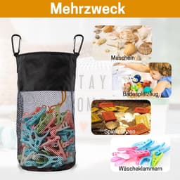 Draagbare Wasknijperzak met Haken en 300 Vakken - Sneldrogende Mesh Tas voor Organisatie — thumbnail 2