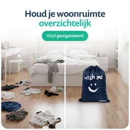 Wonair - Waszak - Waszakken - Grote waszak - Laundry bag - 2 Stuks - 60x90cm - Donkerblauw - Met trekkoord — thumbnail 3