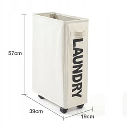 EASYFORM Wasmand Op Wieltjes 40L Beige - Opvouwbaar & Smal — thumbnail 4