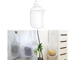 1 stuks – Opvouwbare wasmand voor aan de muur – Hangende wasmand – Wasmand van gaas voor aan de muur – Ademend – Met handvat – Wit – 30*40*18 cm – Geschikt voor kleding en speelgoed – Geschikt voor badkamers, campings en hotels
