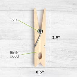 50 Stuks Houten Wasknijpers 7,5 cm met Roestbestendige Spiraal - Natuurlijke Clips voor Wasgoed en Knutselen — thumbnail 3
