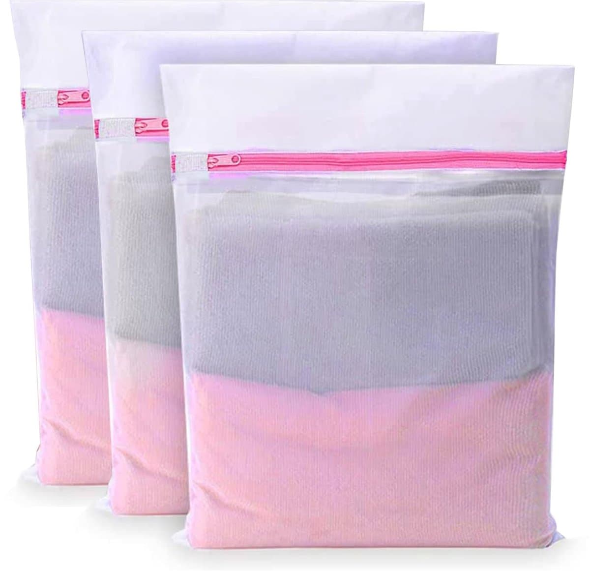 IMPERATORIS® Waszakjes voor Wasmachine - Bescherming voor Fijne Was en Schoenen - Mesh Wasnet met Rits - Voorkomt Slijtage - Set van 3 - Rosé - 50 x 60 cm — afbeelding 1