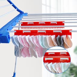 Vierdelig droogrek voor sokken en kleding, winddicht droogrek, kledinghanger, voor het drogen van sokken, ondergoed en kleine kledingstukken - rood. — thumbnail 2