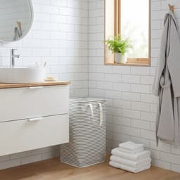Somstyle Wasmand - 72 Liter - Opvouwbare Wasbox - 40 x 30 x 60 CM - Opbergmand voor Was - Grijs / Wit — thumbnail 2