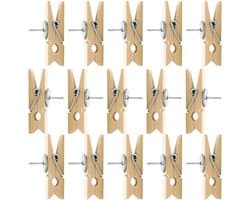 50x Houten Duwspelden met Clips - Ideaal voor Kurkbord, Fotowand en Prikbord — afbeelding 1