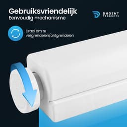 DHOENT PRODUCTS ® Uitschuifbare Waslijn – Telescopische Waslijn – Automatische Inklapbare Kledinglijn – Uittrekbare Drooglijn – Badkamer & Balkon – Ruimtebesparend – Wit – Inclusief Montage Set — thumbnail 2