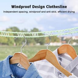 Verstelbare, Winddichte Waslijn voor Binnen en Buiten - 3-pack Kledinglijnen en Drooglijnen — thumbnail 2
