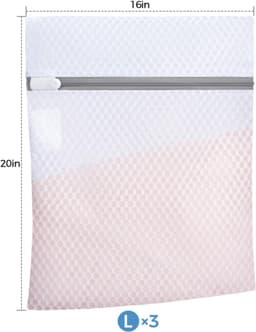 3-delige waszak - Waszak van gaas - wasnet - waszakken voor wasgoed - Wasfilter voor de wasmachine - Polyester - Wit — thumbnail 3