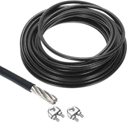 Allecta - Roestvrijstalen staalkabel 10 meter, 1/4 inch, vinylgecoat, wasrek - zwart — thumbnail 1