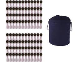 Kledingharingen met Zachte Grip en Kleren Peg Bag - 96 x Zilveren Pinnen, 1 x Zwarte Tas