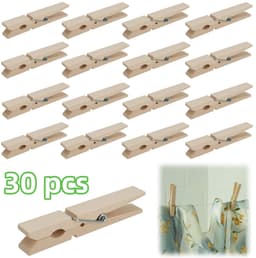 30 stuks clips - Kledingclips - Sluitclips voor voedselzakken - Mini houten haringen - Labelclips voor planten - Knijpers voor decoratie - Houten veerklemmen - Voor kleding, foto's, decoraties en doe-het-zelf-activiteiten (7,2*1 cm) — thumbnail 1