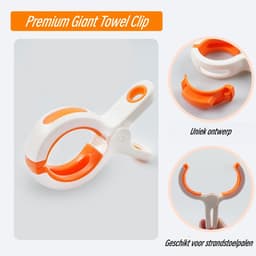 8 stuks - Knijpers - Clips - Strandstoelhanddoekclips - Geschikt voor strandstoelen, zwembadstoelen en cruiseschepen - Groot formaat, stevig en duurzaam - Oranje en groen — thumbnail 3