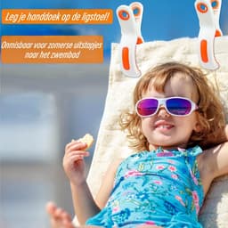 8 stuks - Knijpers - Clips - Strandstoelhanddoekclips - Geschikt voor strandstoelen, zwembadstoelen en cruiseschepen - Groot formaat, stevig en duurzaam - Oranje en groen — thumbnail 2