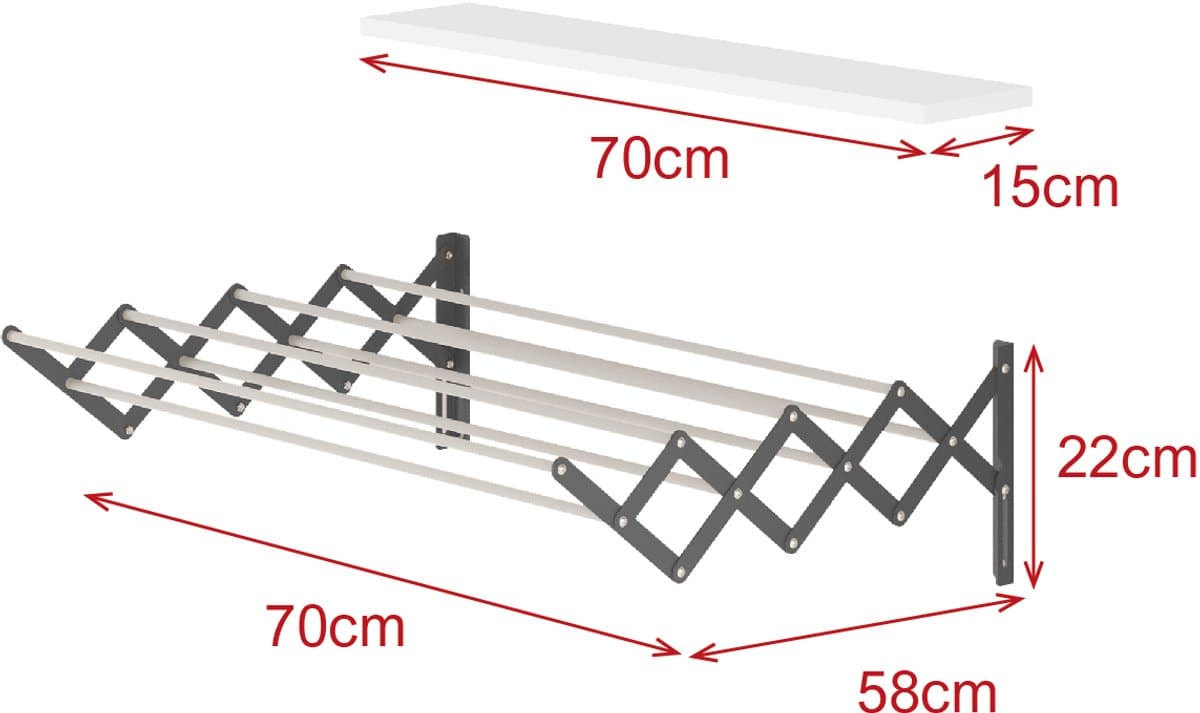 Uittrekbaar Wasrek - 70 cm - Antraciet - Ruimtebesparend — afbeelding 1