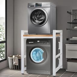 Wasmachinekast met droogkast en verstelbare rekken - Draagvermogen 300 kg - Voor badkamer, keuken, balkon en wasruimte — thumbnail 1