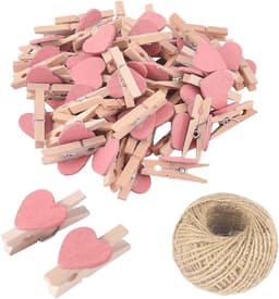 50 stuks roze mini houten hart wasknijpers voor fotoweergave en knutselen — thumbnail 1