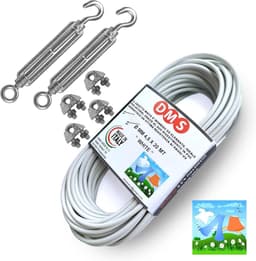 Waslijn voor buiten - Gecoate staalkabel - Was ophangen - Gemaakt in Italië - 20 meter - Zwart — thumbnail 4