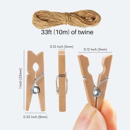 Mini Houten Knijpers met Jute Touw voor Foto's en Decoratie — thumbnail 3
