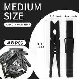 Stevige Houten Wasknijpers Zwart - 48 Stuks - Kleding Ophangen & Knutselen — thumbnail 5
