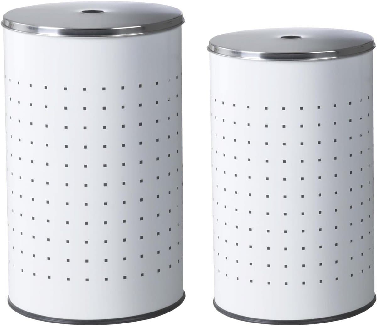 Set van 2 Wasmanden - Wit / RVS - 37L en 54L - Modern — afbeelding 1