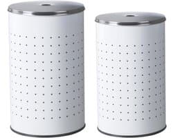 Set van 2 Wasmanden - Wit / RVS - 37L en 54L - Modern