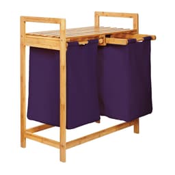 Lumaland Wasmand van bamboe - met 2 uitschuifbare waszakken - 60 L - Purper — thumbnail 1