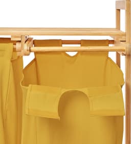 Lumaland Wasmand van bamboe - met 2 uitschuifbare waszakken - 60 L - Geel — thumbnail 5