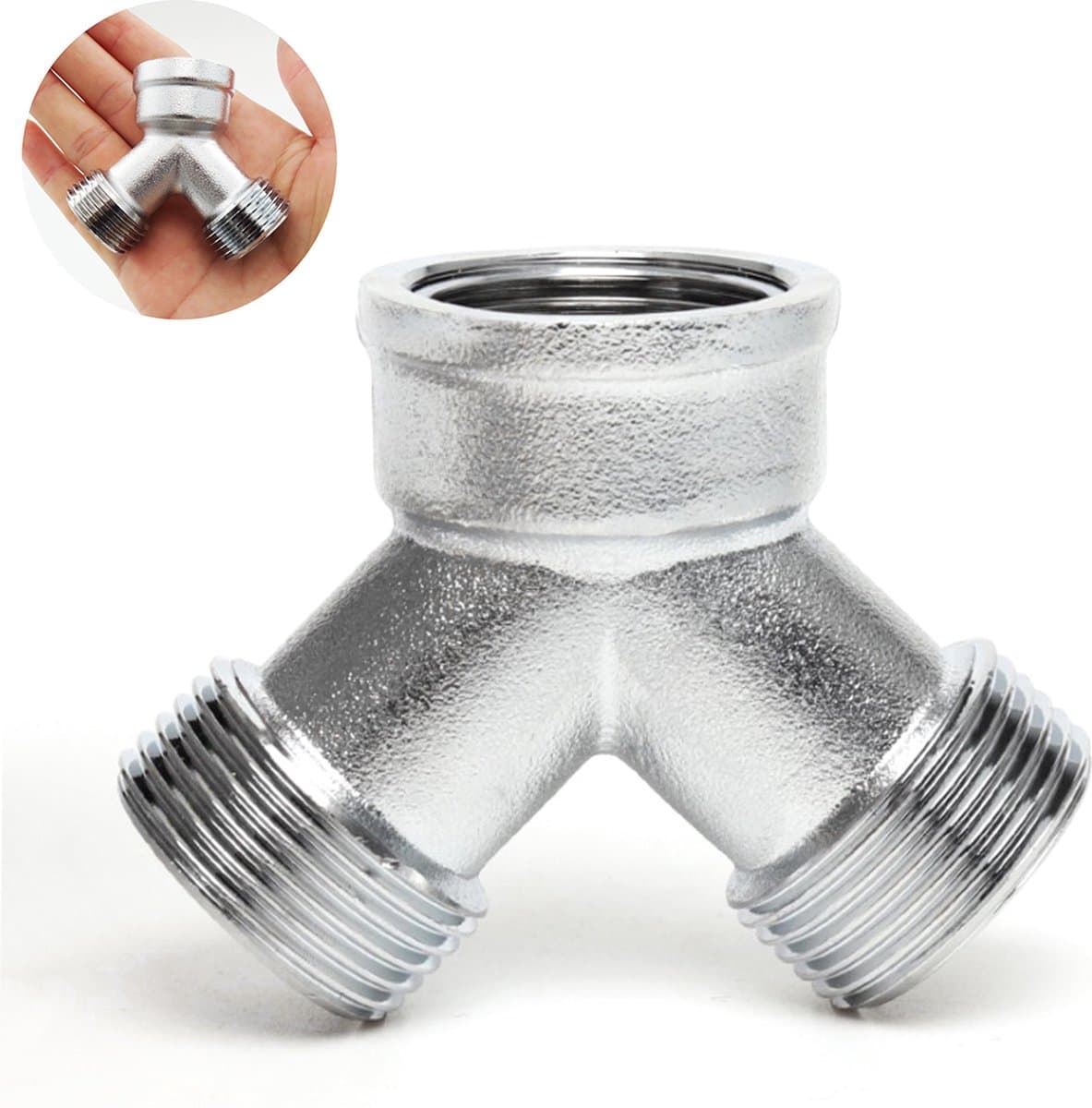 Y stuk kraan splitter - Aanvoer y stuk voor wasmachine - G 3/4" - Waterverdeler voor Wasmachine en Vaatwasser - voor gebruik in huis en tuin - G 3/4" waterverdeler - Buitenkraan - kraanverdeler tuinslangaansluiting — afbeelding 1