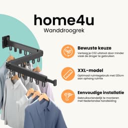 Home4u® - Wanddroogrek - Droogrek Inklapbaar - Wasrek Inklapbaar - Droogrekken - Wasrek Hangend — thumbnail 3