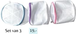 Wasbollen Wasnetten met rits - Set van 3 - Ø 16 cm - Inclusief verzenden - Ritssluiting - Wasnetjes - Washing Bag - Waszakken - Wasnetje bh lingerie - Wasnetten - Transparant - Wit - 100% polyester - Bescherm je wasgoed en wasmachine — thumbnail 1